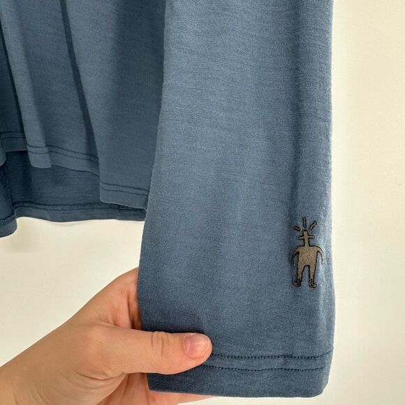 Smartwool Men’s Merino Wool Blue Quarter Zip Size M-XL Flawed - Picture 2 of 10